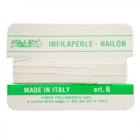 Infilaperle in Nylon con ago integrato misura 6 diametro 0,8mm