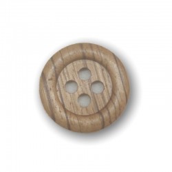 Bottone in legno naturale grande e rotondo a 4 fori