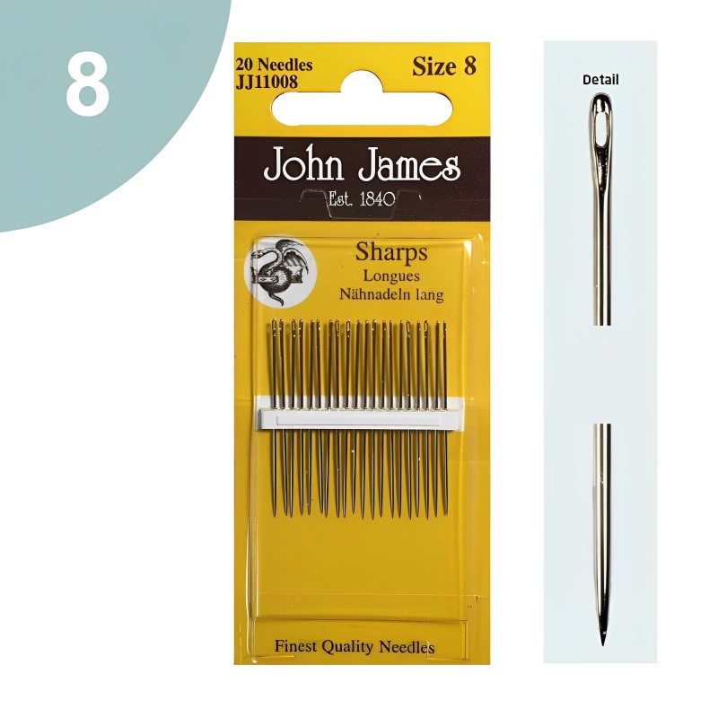 Aghi lunghi per cucire a mano misura 8 alta qualità - John James